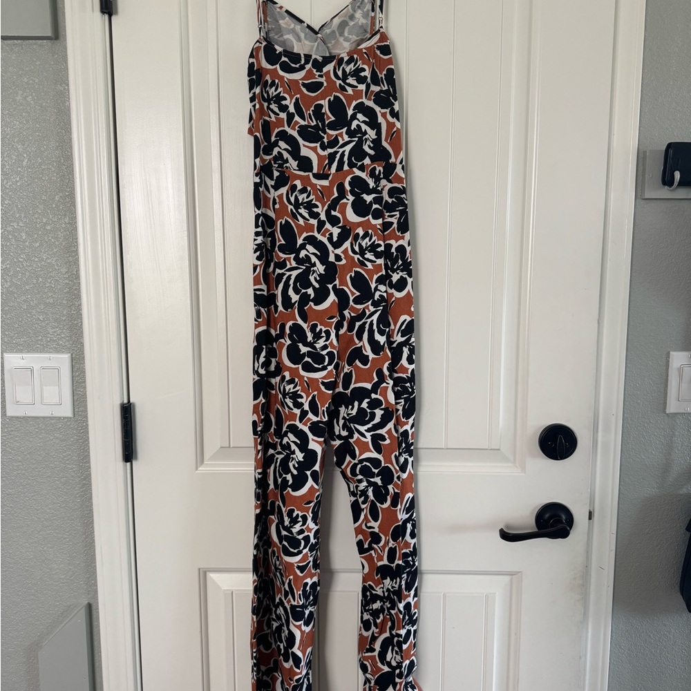 Floral Jumpsuit in Black and Brown